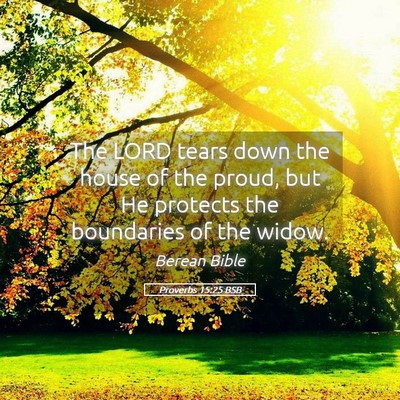Picture 05 - Proverbs 15:25 BSB - The LORD tears down the house of the proud, but - Bible Verse Picture