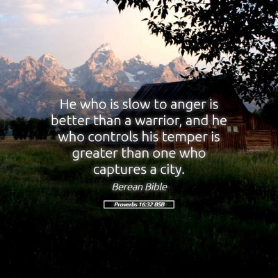 Picture 05 - Proverbs 16:32 BSB - He who is slow to anger is better than a warrior, - Bible Verse Picture