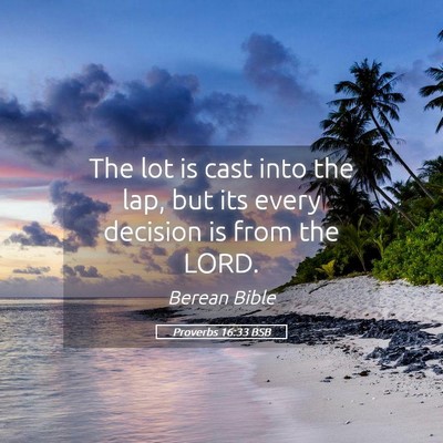 Picture 05 - Proverbs 16:33 BSB - The lot is cast into the lap, but its every - Bible Verse Picture
