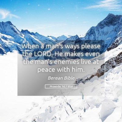 Picture 05 - Proverbs 16:7 BSB - When a man’s ways please the LORD, He makes - Bible Verse Picture