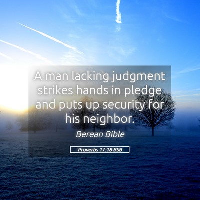 Picture 05 - Proverbs 17:18 BSB - A man lacking judgment strikes hands in pledge - Bible Verse Picture
