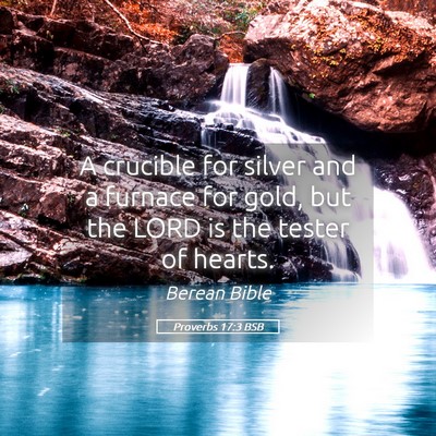 Picture 05 - Proverbs 17:3 BSB - A crucible for silver and a furnace for gold, but - Bible Verse Picture