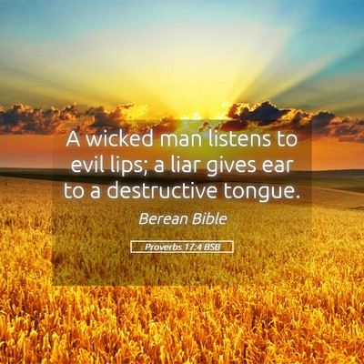 Picture 05 - Proverbs 17:4 BSB - A wicked man listens to evil lips; a liar gives - Bible Verse Picture