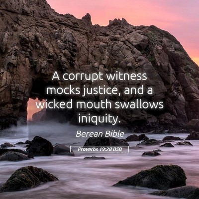 Picture 05 - Proverbs 19:28 BSB - A corrupt witness mocks justice, and a wicked - Bible Verse Picture