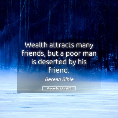 Picture 05 - Proverbs 19:4 BSB - Wealth attracts many friends, but a poor man is - Bible Verse Picture
