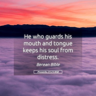Picture 05 - Proverbs 21:23 BSB - He who guards his mouth and tongue keeps his soul - Bible Verse Picture