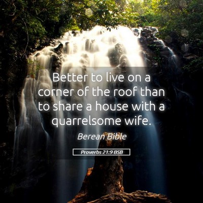 Picture 05 - Proverbs 21:9 BSB - Better to live on a corner of the roof than to - Bible Verse Picture