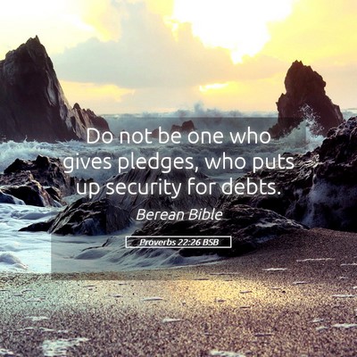 Picture 05 - Proverbs 22:26 BSB - Do not be one who gives pledges, who puts up - Bible Verse Picture