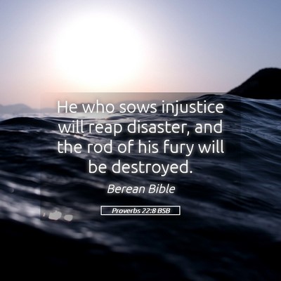 Picture 05 - Proverbs 22:8 BSB - He who sows injustice will reap disaster, and the - Bible Verse Picture