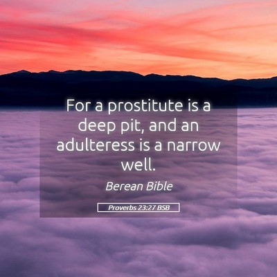Picture 05 - Proverbs 23:27 BSB - For a prostitute is a deep pit, and an adulteress - Bible Verse Picture