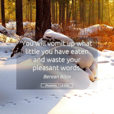 Picture 05 - Proverbs 23:8 BSB - You will vomit up what little you have eaten and - Bible Verse Picture