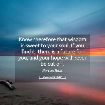 Picture 05 - Proverbs 24:14 BSB - Know therefore that wisdom is sweet to your soul. - Bible Verse Picture