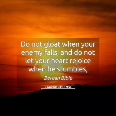 Picture 05 - Proverbs 24:17 BSB - Do not gloat when your enemy falls, and do not - Bible Verse Picture