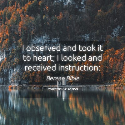 Picture 05 - Proverbs 24:32 BSB - I observed and took it to heart; I looked and - Bible Verse Picture