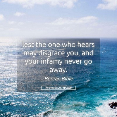 Picture 05 - Proverbs 25:10 BSB - lest the one who hears may disgrace you, and your - Bible Verse Picture