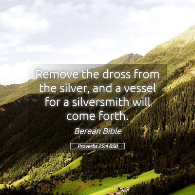 Picture 05 - Proverbs 25:4 BSB - Remove the dross from the silver, and a vessel - Bible Verse Picture