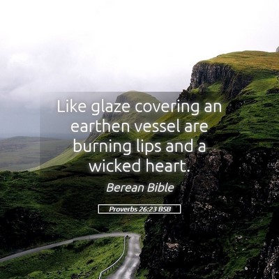 Picture 05 - Proverbs 26:23 BSB - Like glaze covering an earthen vessel are burning - Bible Verse Picture