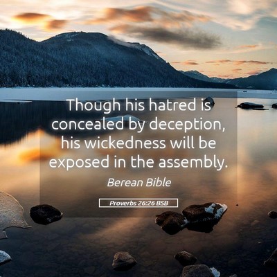 Picture 05 - Proverbs 26:26 BSB - Though his hatred is concealed by deception, his - Bible Verse Picture