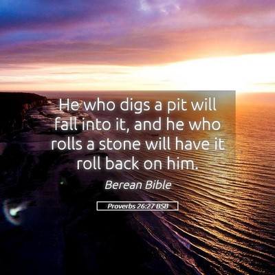 Picture 05 - Proverbs 26:27 BSB - He who digs a pit will fall into it, and he who - Bible Verse Picture