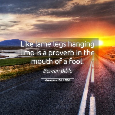 Picture 05 - Proverbs 26:7 BSB - Like lame legs hanging limp is a proverb in the - Bible Verse Picture