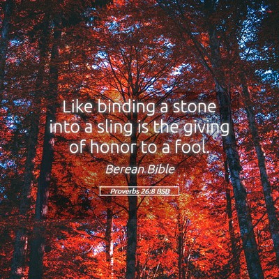 Picture 05 - Proverbs 26:8 BSB - Like binding a stone into a sling is the giving - Bible Verse Picture