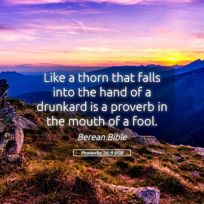 Picture 05 - Proverbs 26:9 BSB - Like a thorn that falls into the hand of a - Bible Verse Picture