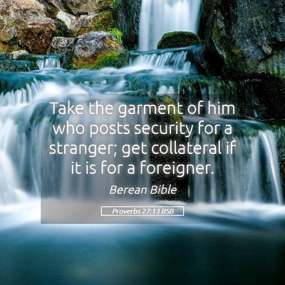 Picture 05 - Proverbs 27:13 BSB - Take the garment of him who posts security for a - Bible Verse Picture