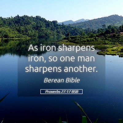Picture 05 - Proverbs 27:17 BSB - As iron sharpens iron, so one man sharpens - Bible Verse Picture