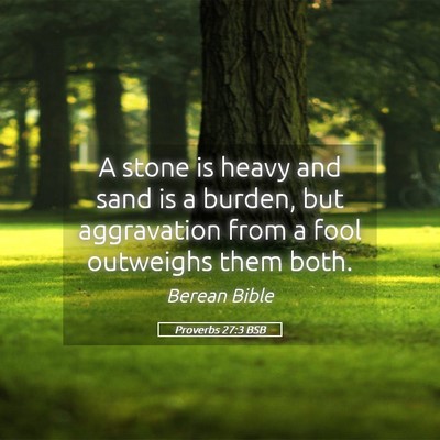 Picture 05 - Proverbs 27:3 BSB - A stone is heavy and sand is a burden, but - Bible Verse Picture