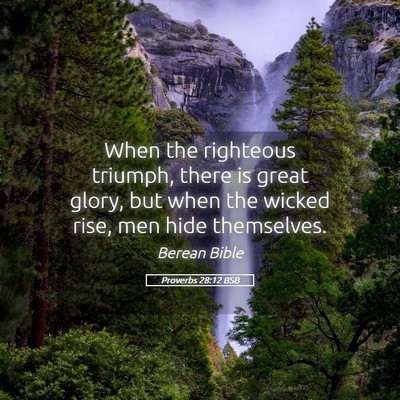 Picture 05 - Proverbs 28:12 BSB - When the righteous triumph, there is great glory, - Bible Verse Picture