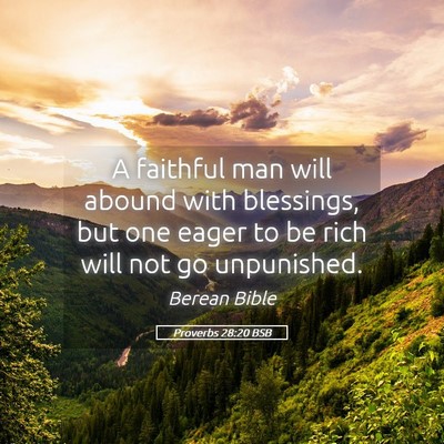 Picture 05 - Proverbs 28:20 BSB - A faithful man will abound with blessings, but - Bible Verse Picture
