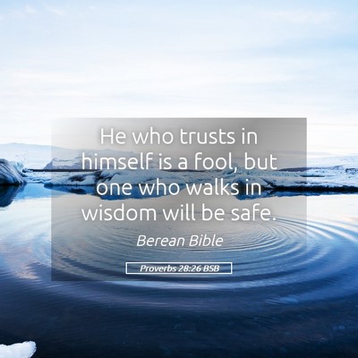 Picture 05 - Proverbs 28:26 BSB - He who trusts in himself is a fool, but one who - Bible Verse Picture