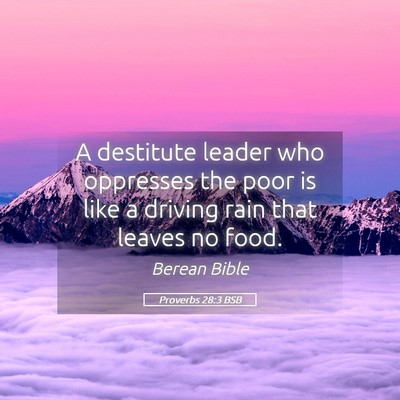 Picture 05 - Proverbs 28:3 BSB - A destitute leader who oppresses the poor is like - Bible Verse Picture