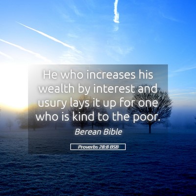 Picture 05 - Proverbs 28:8 BSB - He who increases his wealth by interest and usury - Bible Verse Picture