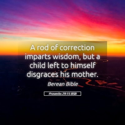 Picture 05 - Proverbs 29:15 BSB - A rod of correction imparts wisdom, but a child - Bible Verse Picture