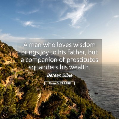 Picture 05 - Proverbs 29:3 BSB - A man who loves wisdom brings joy to his father, - Bible Verse Picture