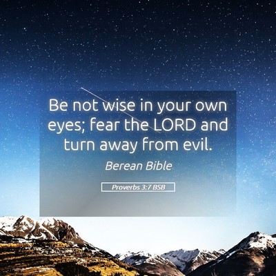 Picture 05 - Proverbs 3:7 BSB - Be not wise in your own eyes; fear the LORD and - Bible Verse Picture