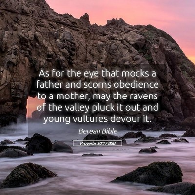 Picture 05 - Proverbs 30:17 BSB - As for the eye that mocks a father and scorns - Bible Verse Picture