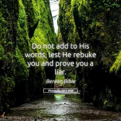 Picture 05 - Proverbs 30:6 BSB - Do not add to His words, lest He rebuke you and - Bible Verse Picture