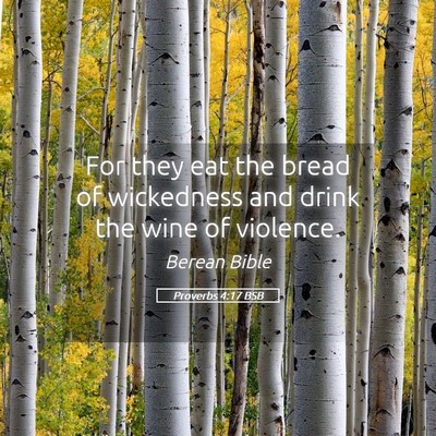 Picture 05 - Proverbs 4:17 BSB - For they eat the bread of wickedness and drink - Bible Verse Picture
