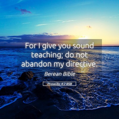 Picture 05 - Proverbs 4:2 BSB - For I give you sound teaching; do not abandon my - Bible Verse Picture