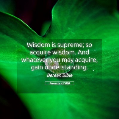 Picture 05 - Proverbs 4:7 BSB - Wisdom is supreme; so acquire wisdom. And - Bible Verse Picture