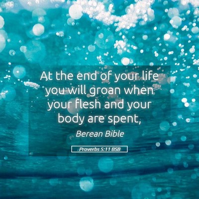 Picture 05 - Proverbs 5:11 BSB - At the end of your life you will groan when your - Bible Verse Picture