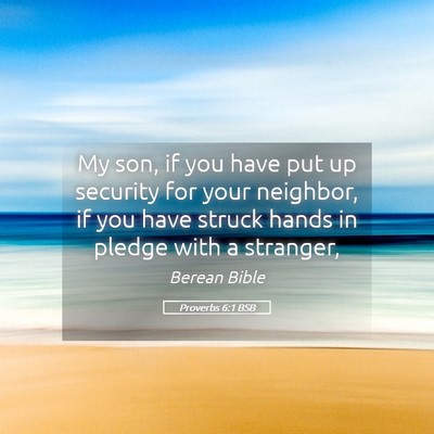 Picture 05 - Proverbs 6:1 BSB - My son, if you have put up security for your - Bible Verse Picture