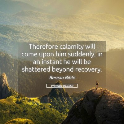 Picture 05 - Proverbs 6:15 BSB - Therefore calamity will come upon him suddenly; - Bible Verse Picture