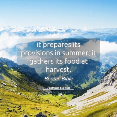 Picture 05 - Proverbs 6:8 BSB - it prepares its provisions in summer; it gathers - Bible Verse Picture