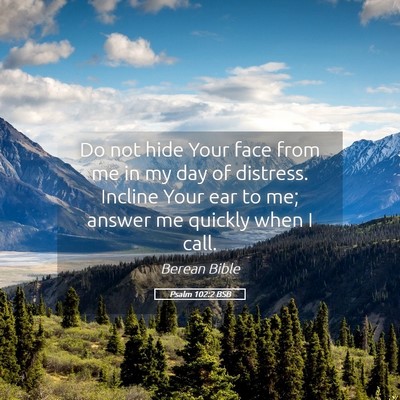 Picture 05 - Psalm 102:2 BSB - Do not hide Your face from me in my day of - Bible Verse Picture