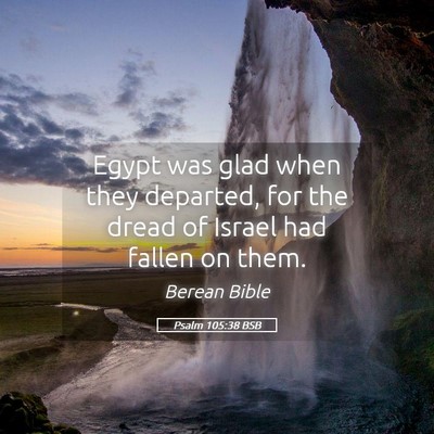 Picture 05 - Psalm 105:38 BSB - Egypt was glad when they departed, for the dread - Bible Verse Picture