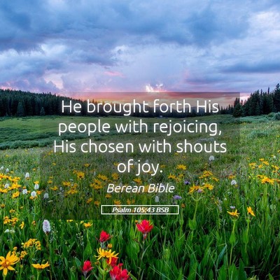 Picture 05 - Psalm 105:43 BSB - He brought forth His people with rejoicing, His - Bible Verse Picture