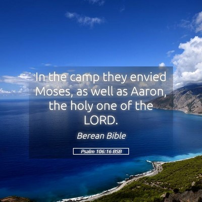 Picture 05 - Psalm 106:16 BSB - In the camp they envied Moses, as well as Aaron, - Bible Verse Picture